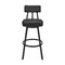 Armen Living Jinab Swivel Bar Stool in Black Metal with Black Faux Leather 840254335219 - alternate 3